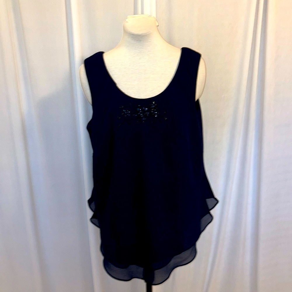 Coldwater Creek Layered Embellished Chiffon Tank 18